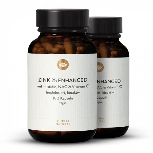 Zink 25 Enhanced Histidin NAC Vitamin C hochdosiert 2x180 Kapseln