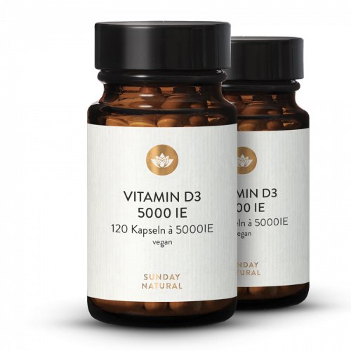 Vitamin D3  5000 IE Hochdosiert 120 Kapseln, Vegan