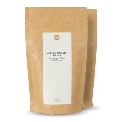 Lactate de magnésium, très bien toléré, vegan, 2 x 300 g de poudre