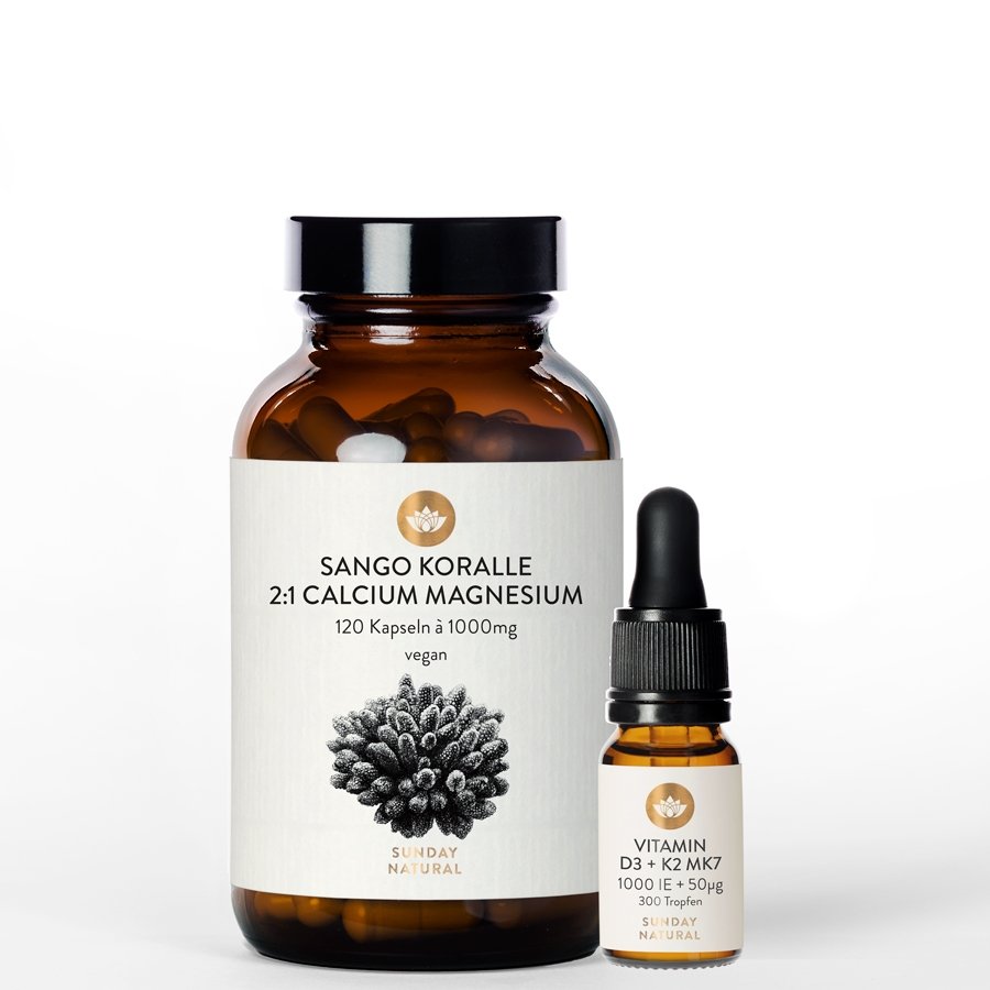 Vitamin D3 + K2 MK7 Sango Koralle 120 Kapseln Sunday Natural